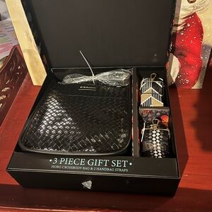 BCBGeneration Black Woven Crossbody Bag Set